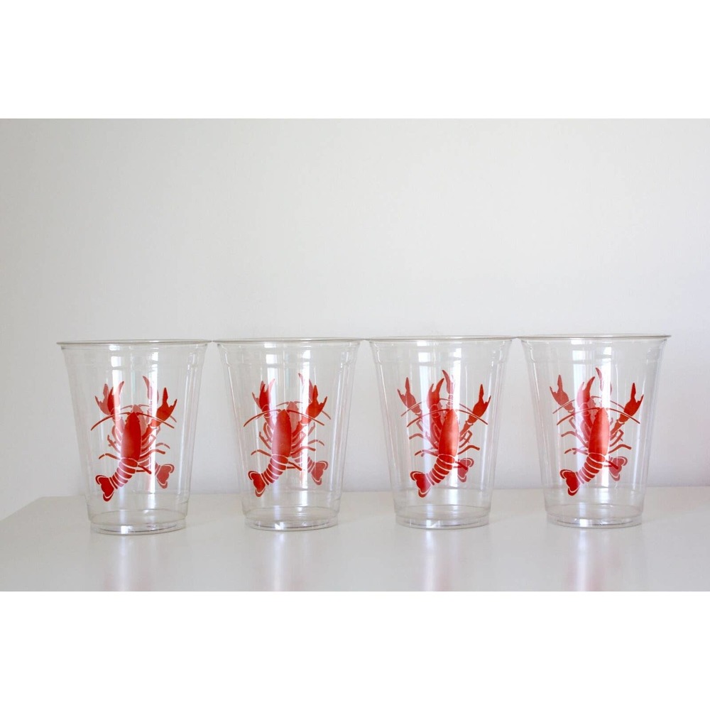 4 DISPOSABLE CLEAR PLASTIC LOBSTER CRAWFISH CUPS NEW